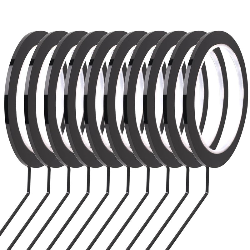 Framad 10PCS 216Ft per Roll Thin Black Tape for Dry Erase Board, 3MM/0.12Inch Self Adhesive Whiteboard Electrical Pinstripe Tape Line - Image 1